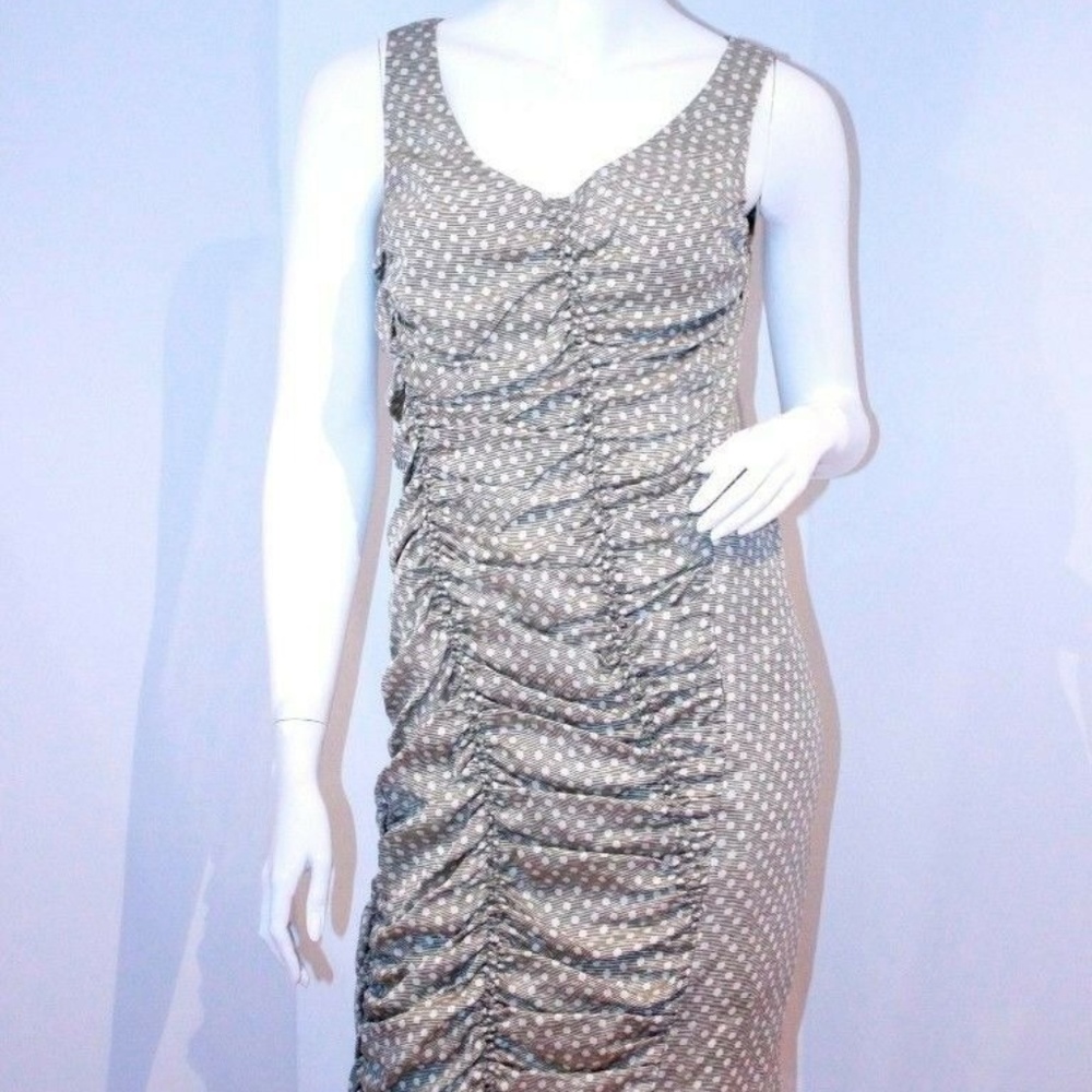 Ali Ro Green Polka Dot Versatile Ruched Dress